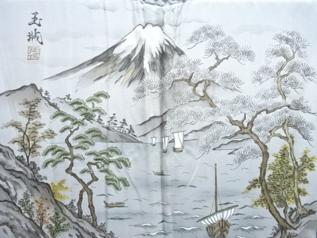 JAPANESE KIMONO / ANTIQUE MENS OMESHI HAORI / SILK / NISHIJIN ORI / MT. FUJI (lining)